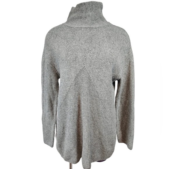 NWT Talbots Gray Wool Blend Mock Neck Ribbed Knit Sweater Size Medium Women's - Picture 1 of 8